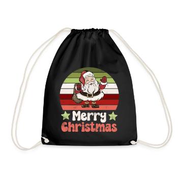 Weihnachtsmann Nikolaus Vintage Nostalgisch - Turnbeutel - Schwarz - Vorne