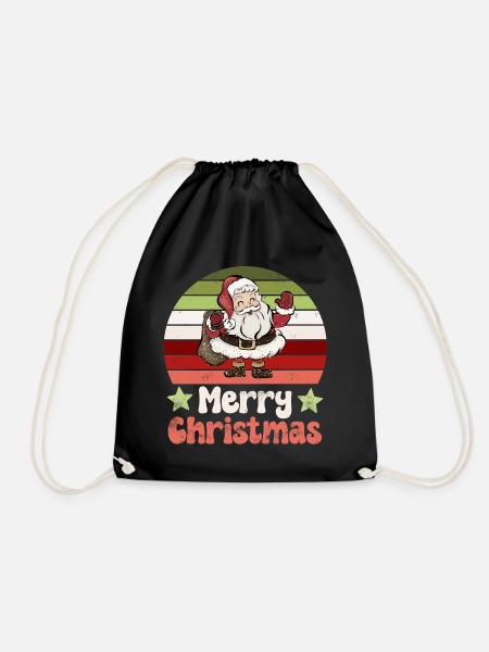 Weihnachtsmann Nikolaus Vintage Nostalgisch - Turnbeutel - Schwarz