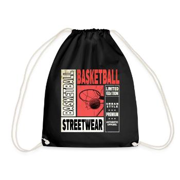 Basketball Basketballer Korb Dunking Vintage Retro - Turnbeutel - Schwarz - Vorne