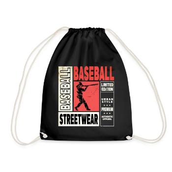 Baseball Baseballspieler USA Sport Vintage Retro - Turnbeutel - Schwarz - Vorne