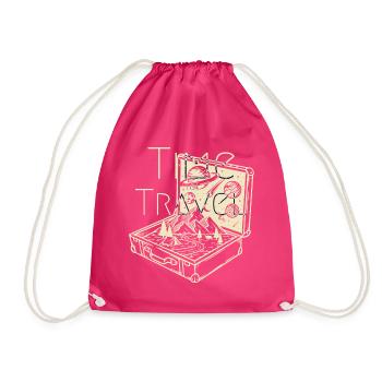 Time (to) Travel - Surrealistic Traveller Artwork - Drawstring Bag - fuchsia - Front
