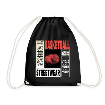 Basketball Fire Basketball Player Dunking Sport Retro - Drawstring Bag - black - Front