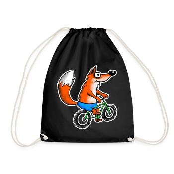 Fuchs mit Mountainbike - Turnbeutel - Schwarz - Vorne