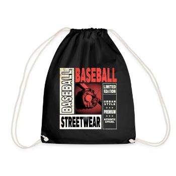 Baseball Baseballspieler USA Sport Vintage Retro - Turnbeutel - Schwarz - Vorne