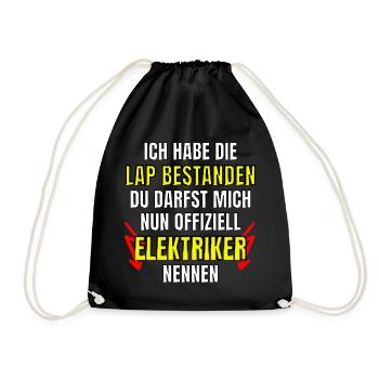 Elektriker Lehrabschlussprüfung LAP bestanden - Turnbeutel - Schwarz - Vorne