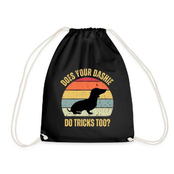 Does Your Dachshund Weiner Do Tricks Too - Drawstring Bag - black - Front