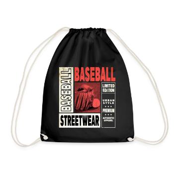 Baseball Baseballspieler USA Sport Vintage Retro - Turnbeutel - Schwarz - Vorne