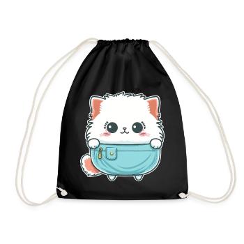 Mignon chat angora dans un sac - Sac de sport léger - noir - Devant