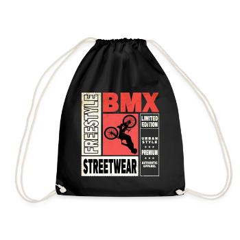BMX Fahrrad Biker Stunt Trick Freestyle Vintage - Turnbeutel - Schwarz - Vorne