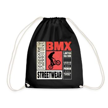 BMX Fahrrad Biker Stunt Trick Freestyle Vintage - Turnbeutel - Schwarz - Vorne