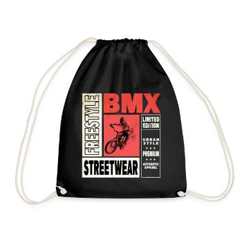 BMX Fahrrad Biker Stunt Trick Freestyle Vintage - Turnbeutel - Schwarz - Vorne