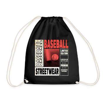 Baseball Baseballspieler USA Sport Vintage Retro - Turnbeutel - Schwarz - Vorne