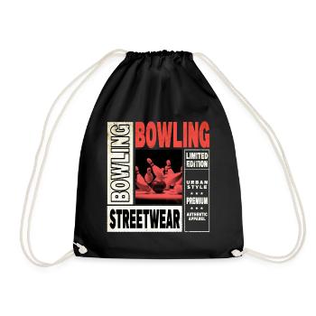 Bowling Bowling Bowling Ball Pins Bowling Players - Drawstring Bag - black - Front