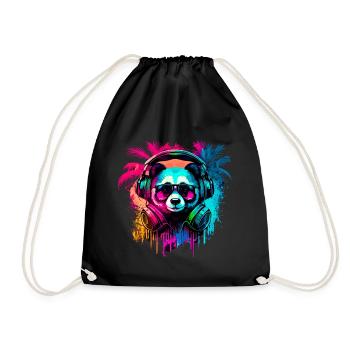 Abstract panda bear - Drawstring Bag - black - Front
