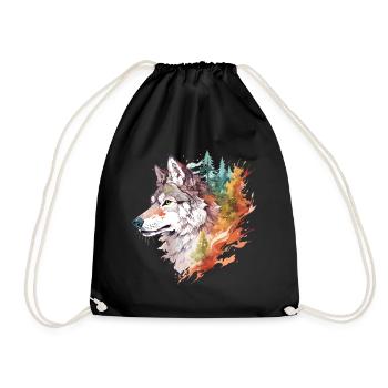 Wolf Wolf’s Head Nature Wilderness Adventure Art forestier - Sac de sport léger - noir - Devant