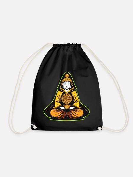 Buddha in Yoga Position - Turnbeutel - Schwarz