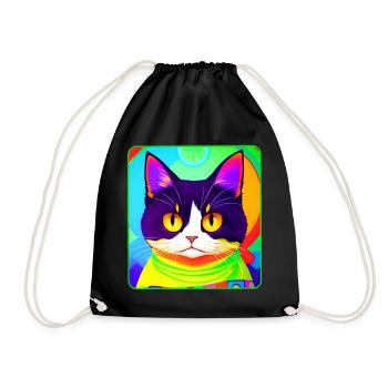 Chat de mauvaise humeur aux couleurs vives - Sac de sport léger - noir - Devant