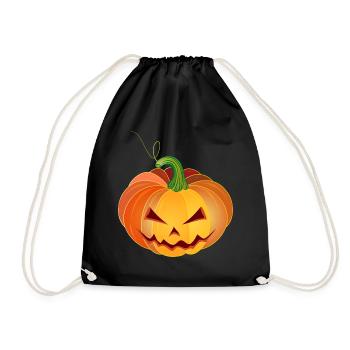 orange halloween pumpkin face - Drawstring Bag - black - Front
