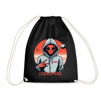 ALIEN CAME IN PEACE - Drawstring Bag - black - Front