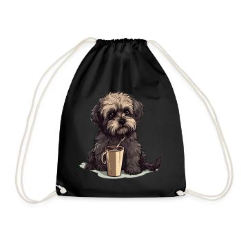 Bolonka Zwetna Puppy Dog Proud Mistress For - Drawstring Bag - black - Front