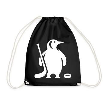 Minimalistische Pinguin Eishockey Silhouette - Turnbeutel - Schwarz - Vorne