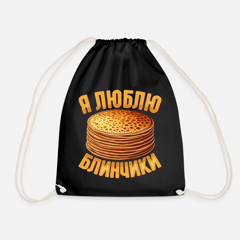 I love blini russian pancakes russia - Drawstring Bag - black