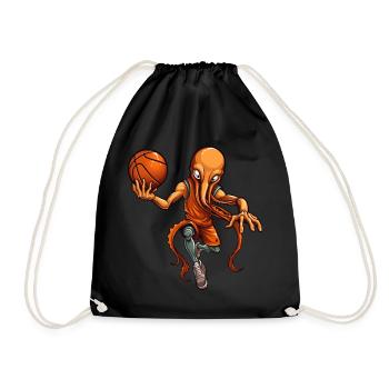 Basketball Squid - Drawstring Bag - black - Front