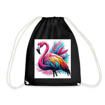 Rosa Flamingo - Turnbeutel - Schwarz - Vorne