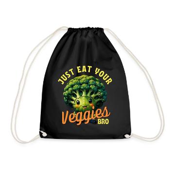 Eat veggies buddy! - Drawstring Bag - black - Front