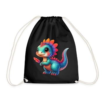 Dinosaurier - Turnbeutel - Schwarz - Vorne