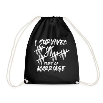 I Survived 25 Years Of Marriage Divertente Funny - Drawstring Bag - black - Front