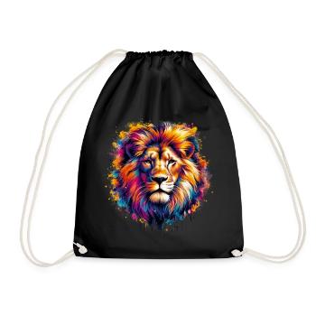 Lion - Drawstring Bag - black - Front