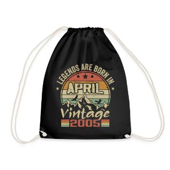 Born In April 2005 Vintage - April 2005 Gift - Drawstring Bag - black - Front
