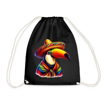 Toucan mexicain avec poncho et sombrero mexique - Sac de sport léger - noir - Devant