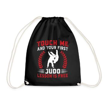 Touch me and your first Judo lesson is free - Drawstring Bag - black - Front