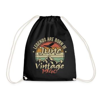 Birthday June 1940 Born June 1940 Retro 1940's - Drawstring Bag - black - Front