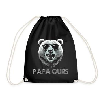 Cool bear head with sunglasses. Papa Bear - Drawstring Bag - black - Front