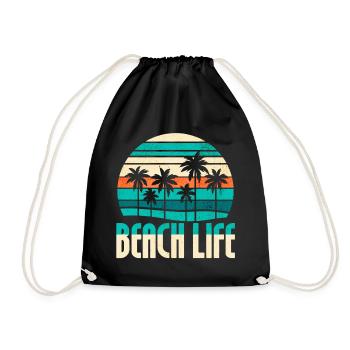 Bonheur de la vie à la plage - Sac de sport léger - noir - Devant