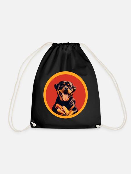 Hot Dog Rottweiler - Drawstring Bag - black