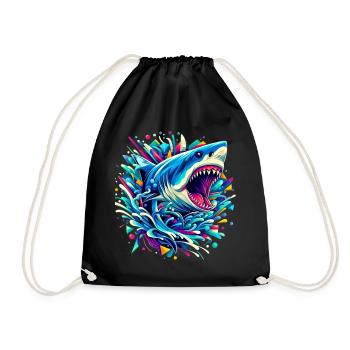 Shark - Drawstring Bag - black - Front