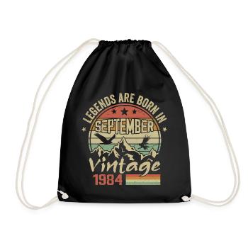 September 1984 Birthday Gift September 1984 - Drawstring Bag - black - Front