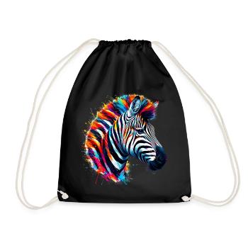 Zebra - Drawstring Bag - black - Front