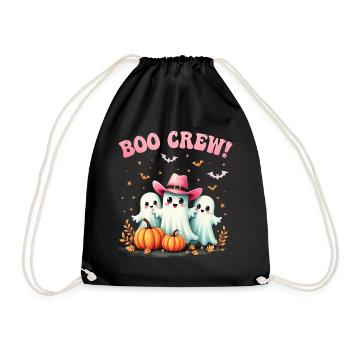 Boo Crew, süße Halloween Geister rosa Cowboyhut - Turnbeutel - Schwarz - Vorne