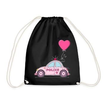 Coeur de police rose - Sac de sport léger - noir - Devant
