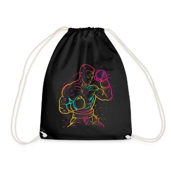 Kickboxer Zeichnung 80er Look - Turnbeutel - Schwarz - Vorne