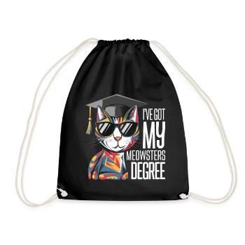 Cat humor for academics - Drawstring Bag - black - Front