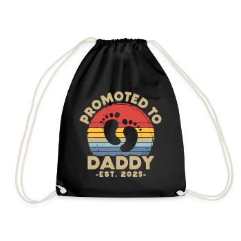 Promoted to dad set for 2025 - Drawstring Bag - black - Front