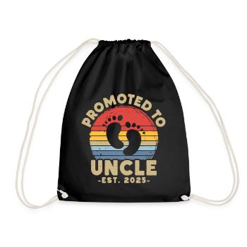 Promoted to uncle set for 2025 - Drawstring Bag - black - Front