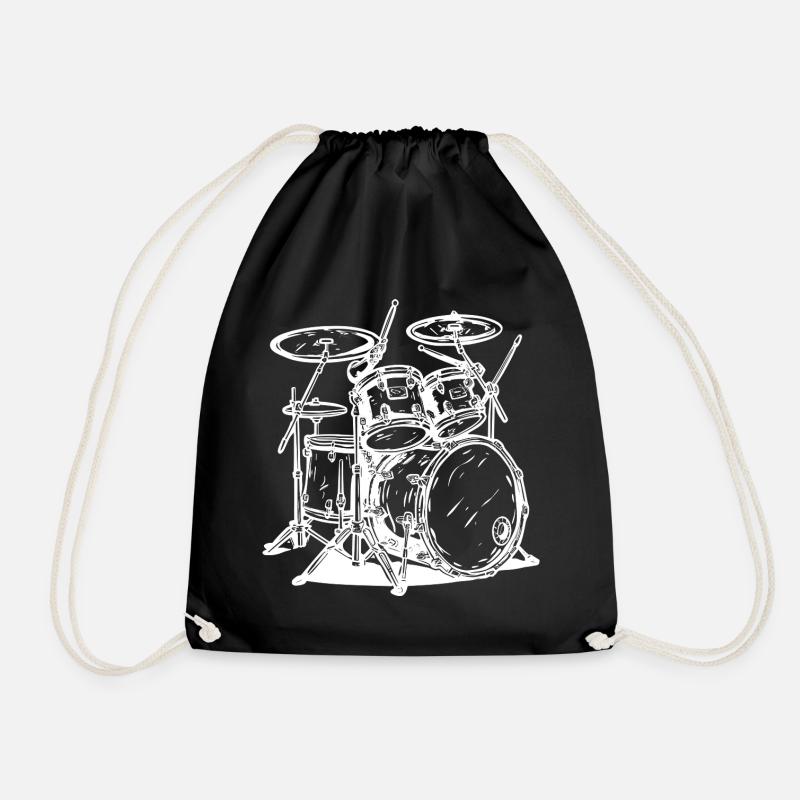 Drumkit Line Art - Turnbeutel - Schwarz