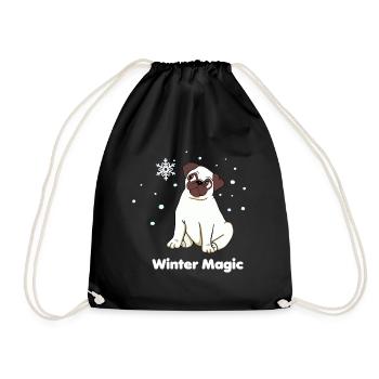 Winterzauber Mops - Turnbeutel - Schwarz - Vorne